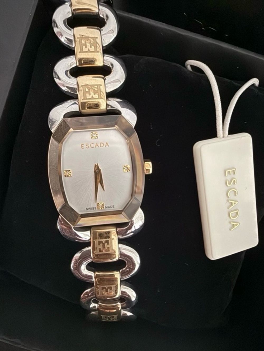 Escada Two-Tone Gold and Silver Link Bracelet Watch with White Dial - Picture 8 of 14